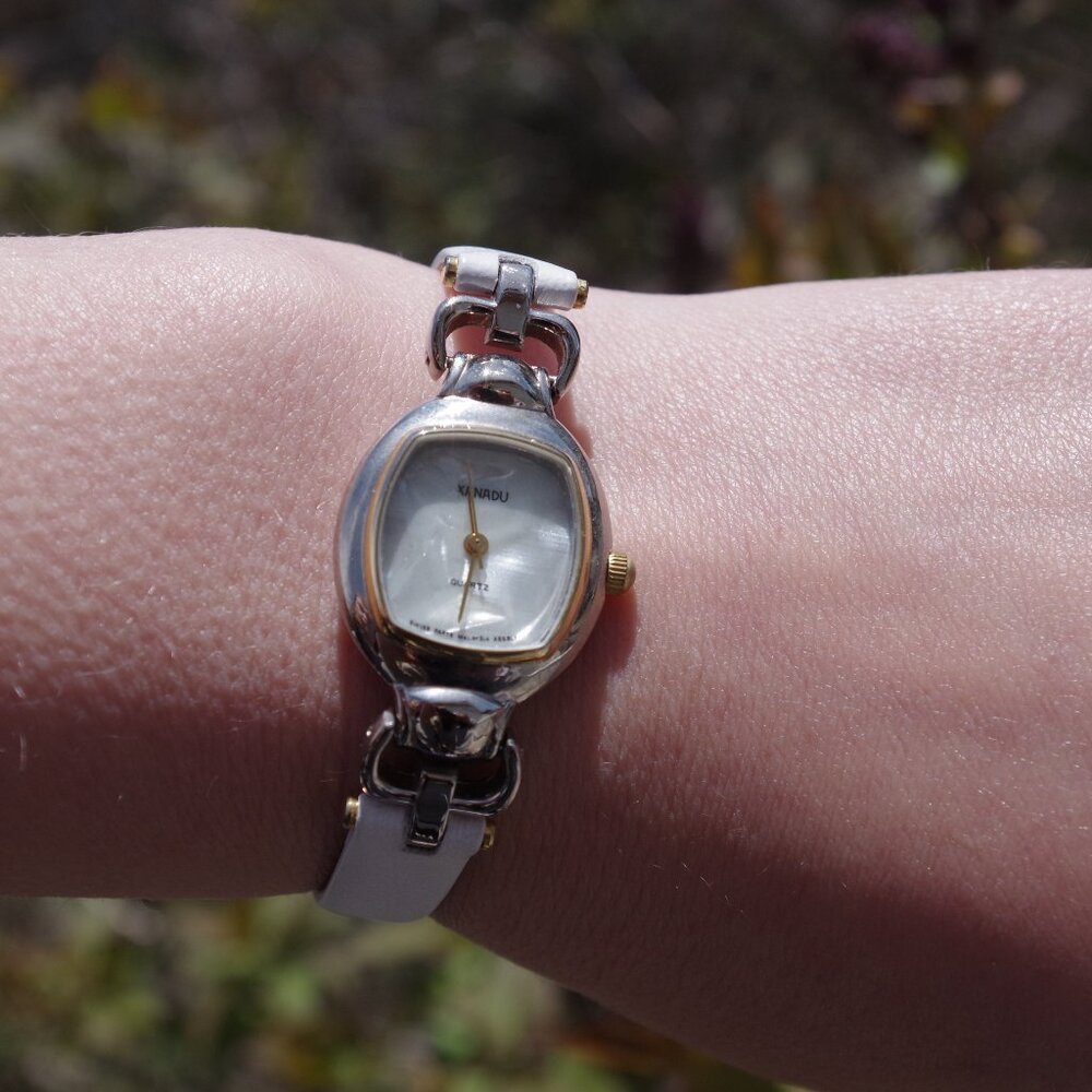 Mother Of Pearl White Genuine Leather Xanadu Ladies Watch